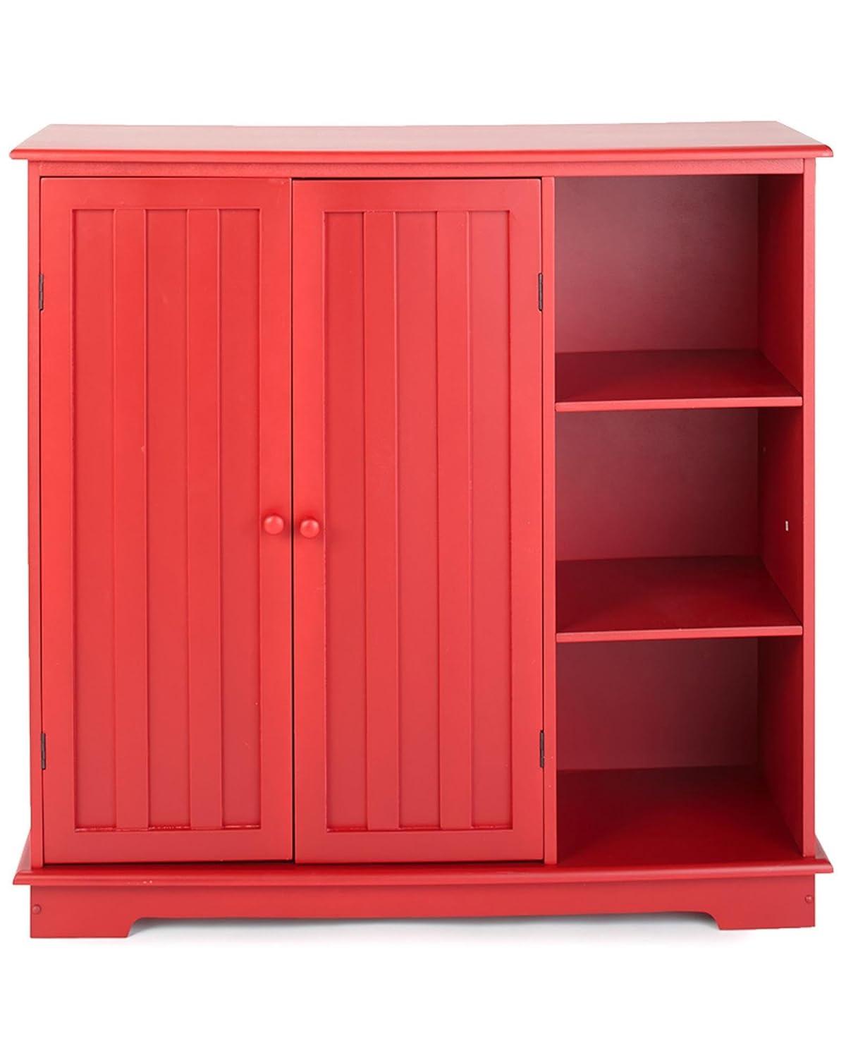 The Lakeside Collection Beadboard Wooden Storage Cabinets - Red