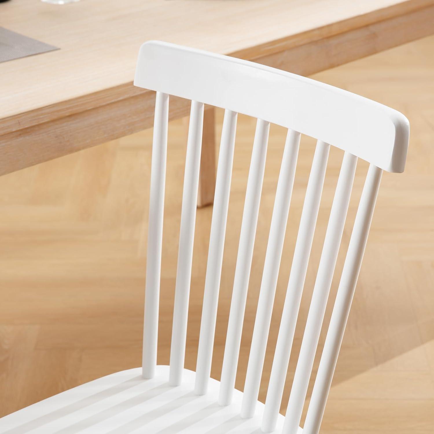 White Solid Wood Windsor Side Chair with Slat Back