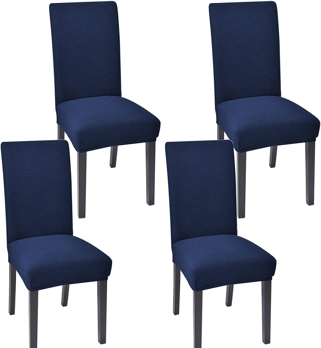 Chair Covers for Dining Room 4 Pack Navy Blue Chair Covers Super Fit Washable Kitchen Chair Protector Cover for Dining Room, Hotel, Ceremony