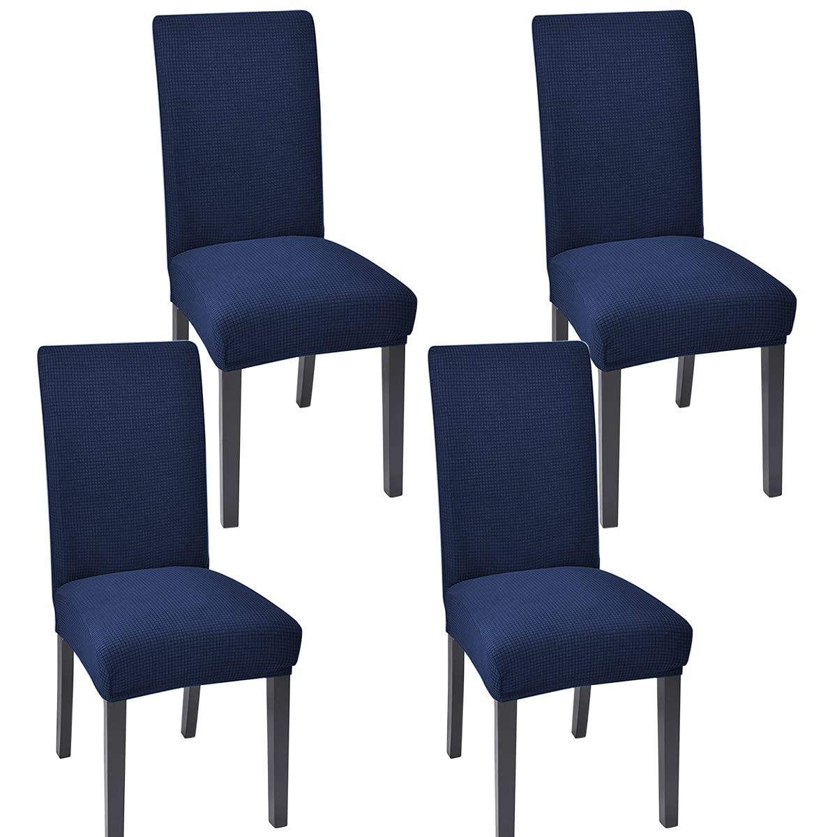 Chair Covers for Dining Room 4 Pack Navy Blue Chair Covers Super Fit Washable Kitchen Chair Protector Cover for Dining Room, Hotel, Ceremony