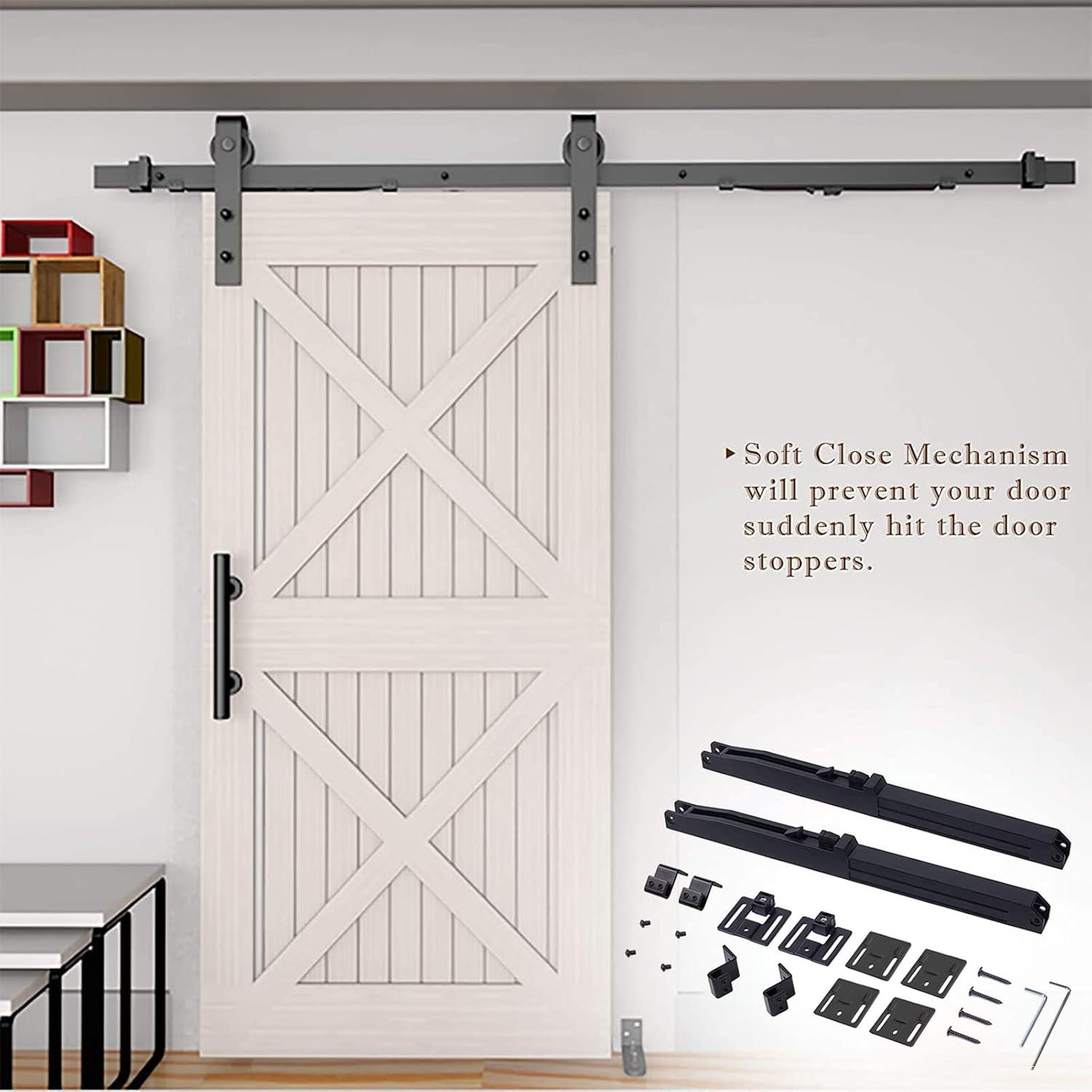 2PCS Soft Close barn Door Hardware kit Barn Door Soft Close Mechanism Spring Buffer Damper Hole-Free Version Fit for Door Weight 60-176 Pounds Adjustable Door Stoppers 2022NEWEST (Use for 20-40)