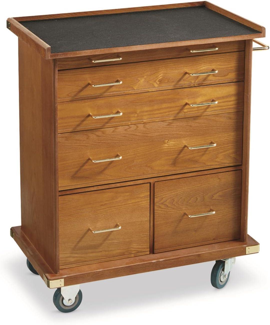 CASTLECREEK 6 Drawers Oak Wheeled Storage Cabinet, Wood