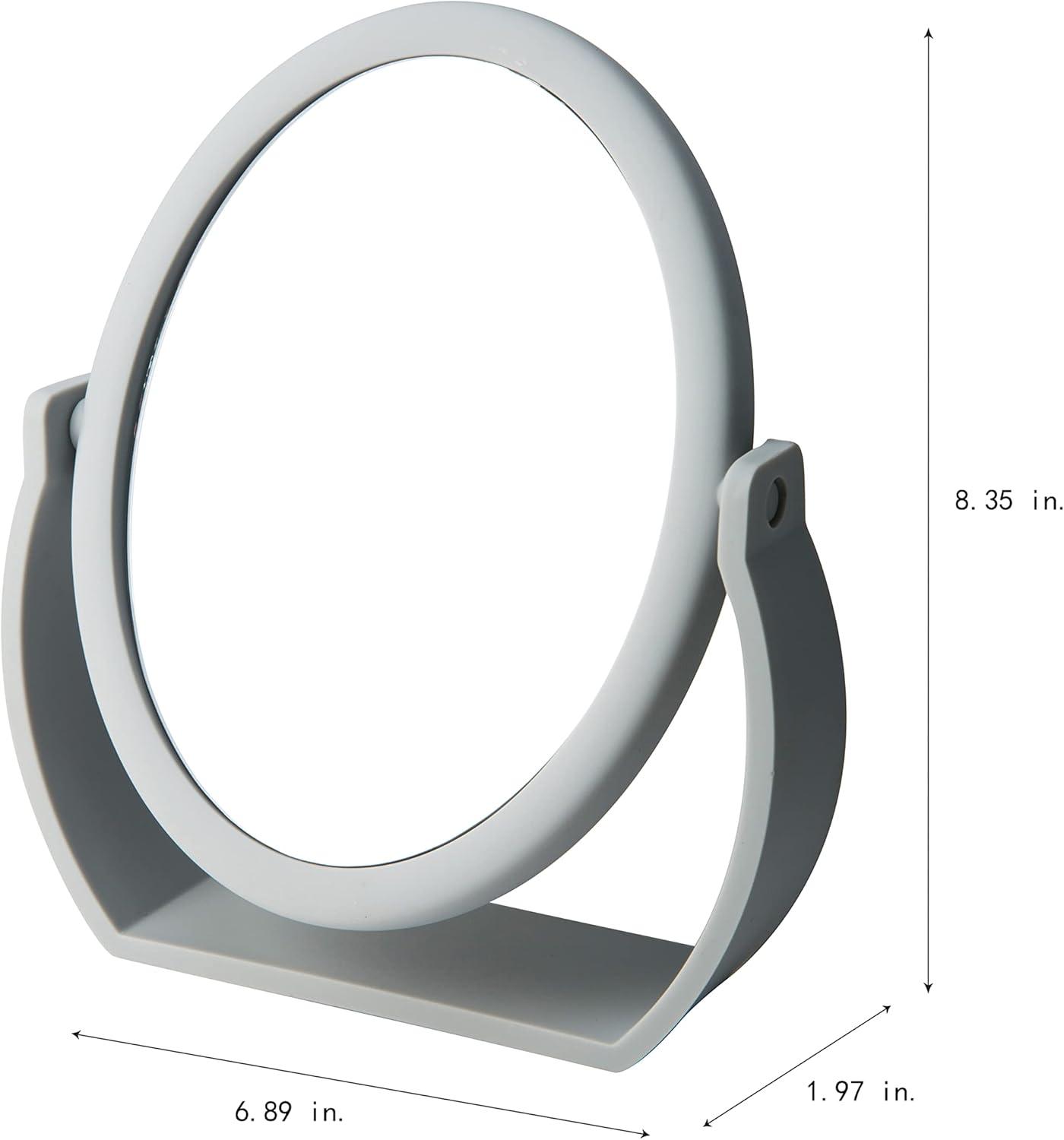 8" Vanity Rubberized 1X-10X Magnification Mirror Gray - Home Details