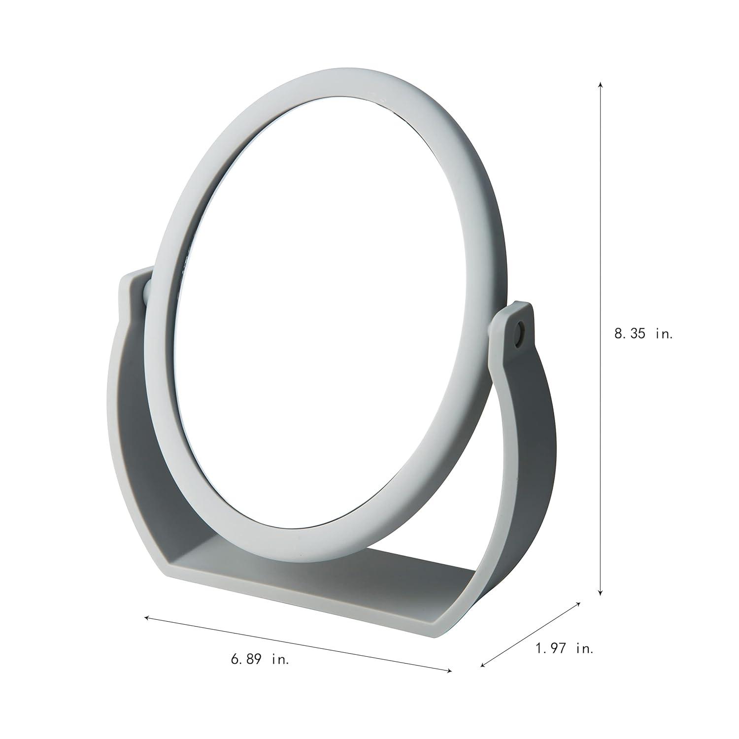 8" Vanity Rubberized 1X-10X Magnification Mirror Gray - Home Details