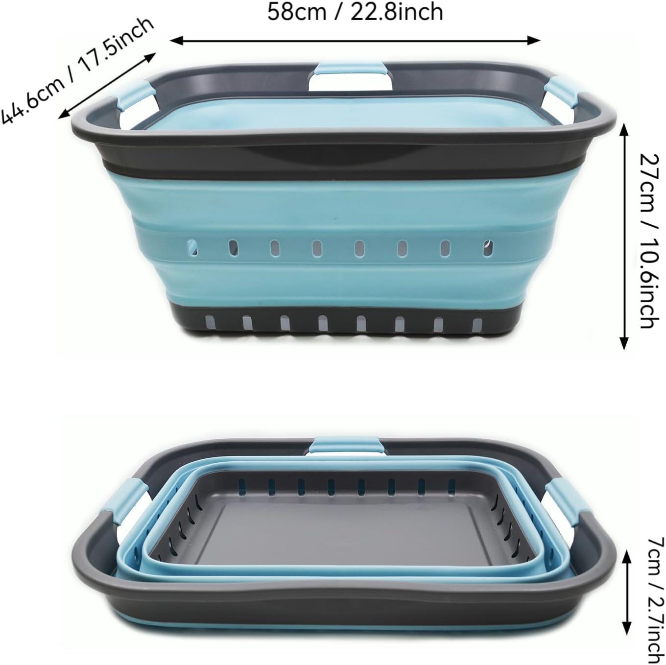 SAMMART 42L (11 gallon) Collapsible Plastic Laundry Basket, Grey/Sea Angel