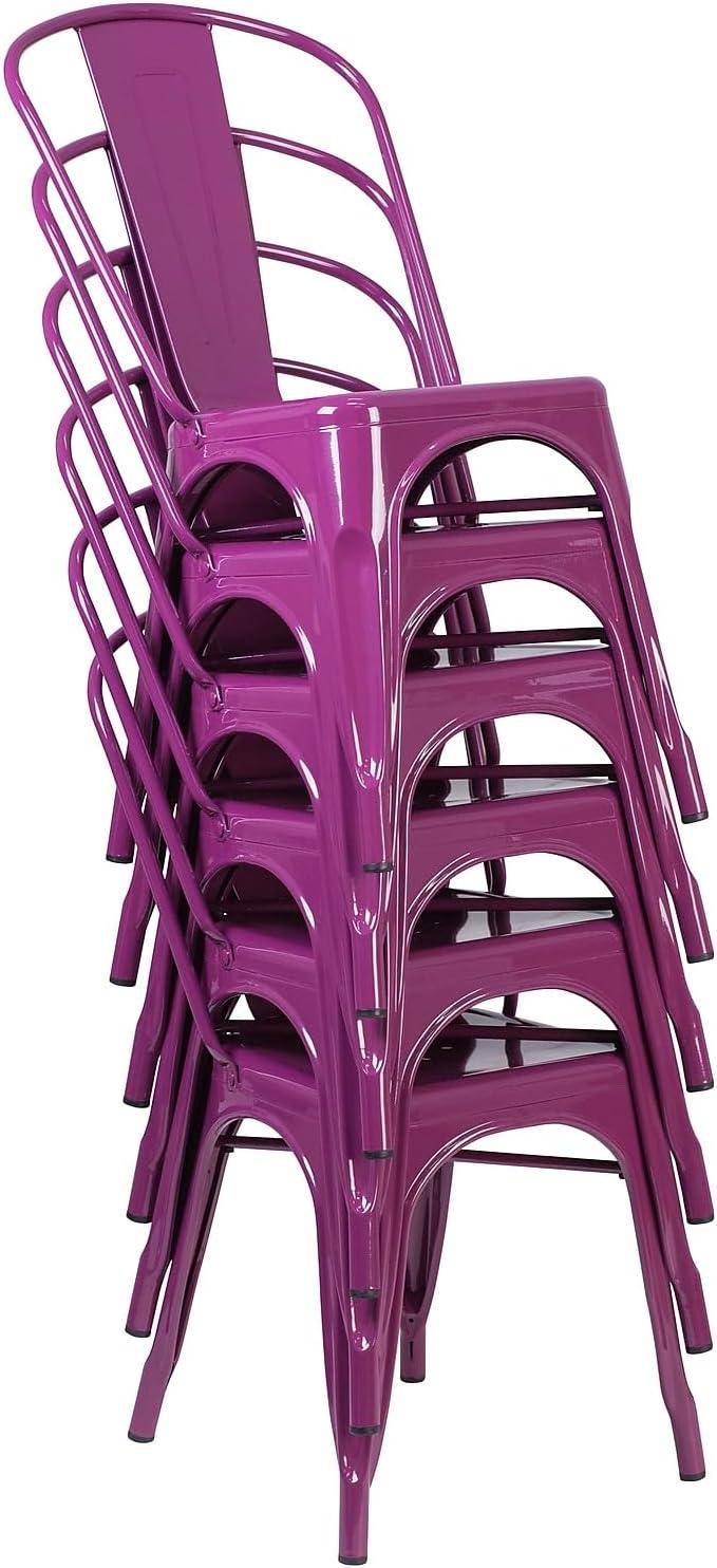 Flash Furniture Commercial Grade Purple Metal Indoor-Outdoor Stackable Chair