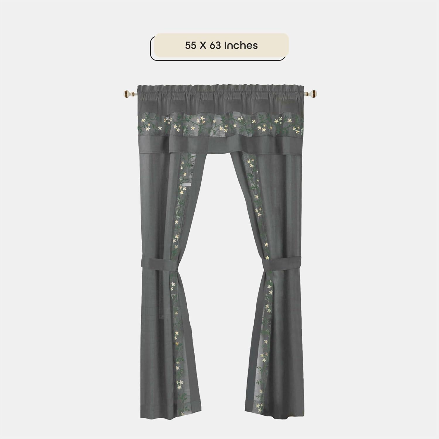 Achim Fairfield 5 Piece Window Curtain Set - 55x63 - Grey
