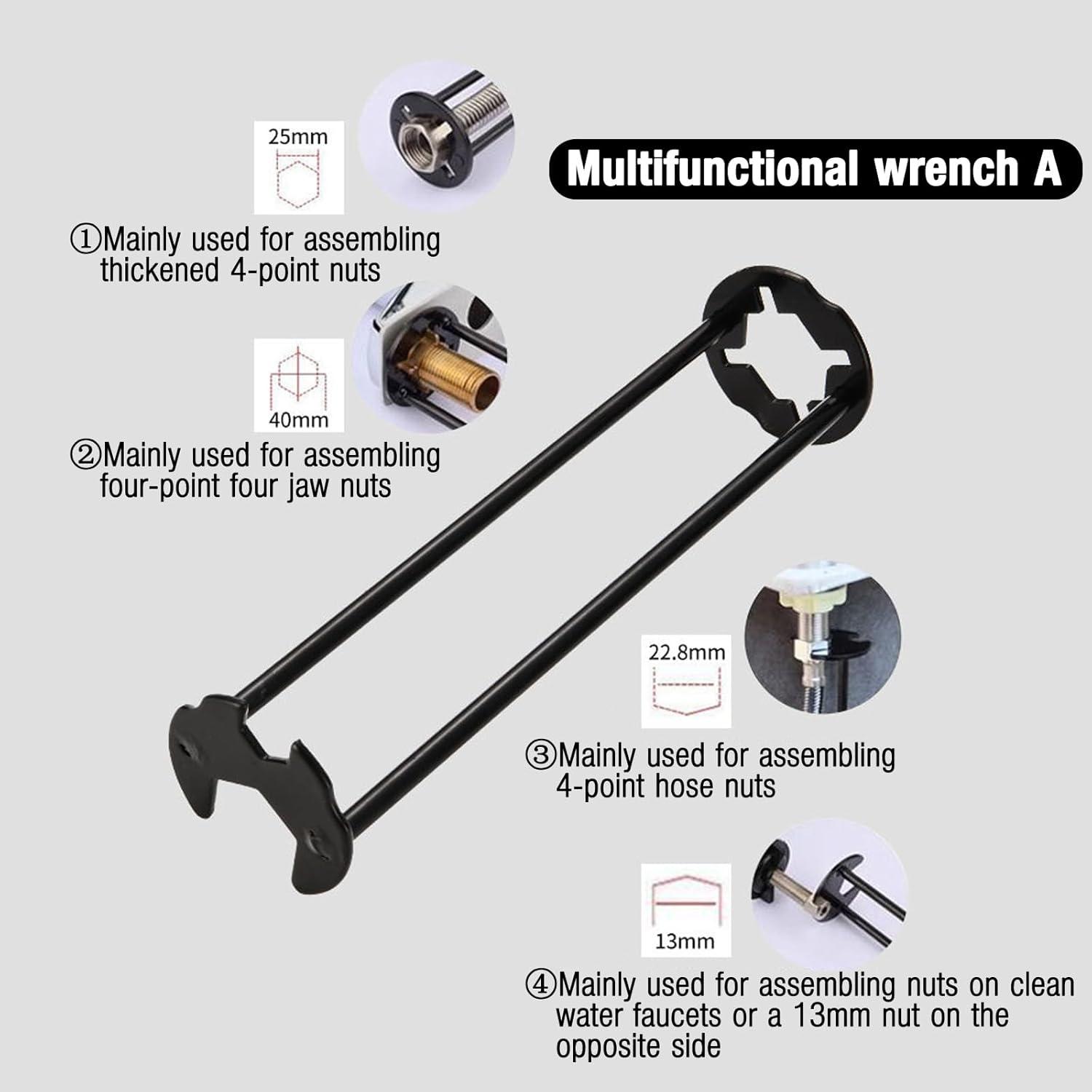 Llave, Herramienta Universal Debajo Del Fregadero Debajo Del Fregadero Llave de Fontaneros Llave de Fregadero 7 Tamaños Grifo Debajo de 2 Pzas Debajo de 2 Pzas Debajo