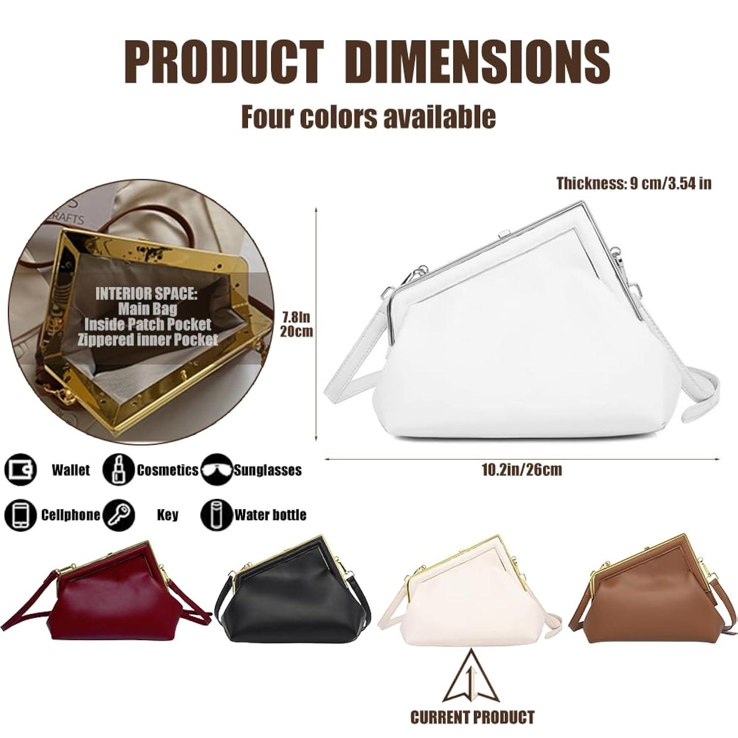 Women Shoulder Bags Crossbody Bag PU Leather Hobo Handbags Clutch Purse with Metal Clasp Closure