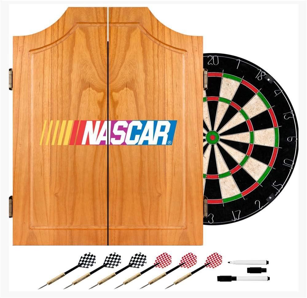 NASCAR Trademark Global Bristle Dartboard And Cabinet Set (Darts Included)