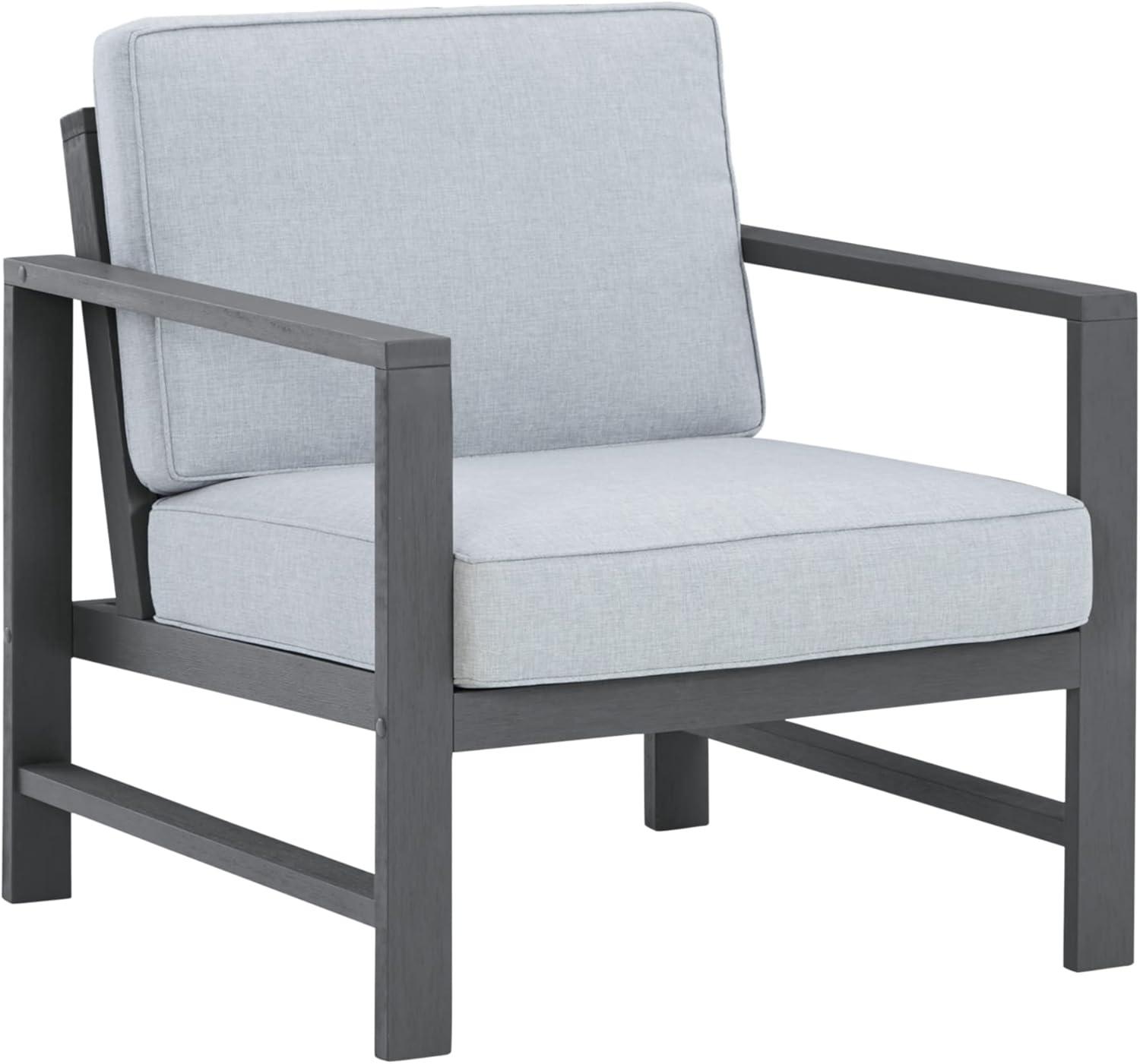 Elegant Gray Eucalyptus Wood Transitional Lounge Chair Set