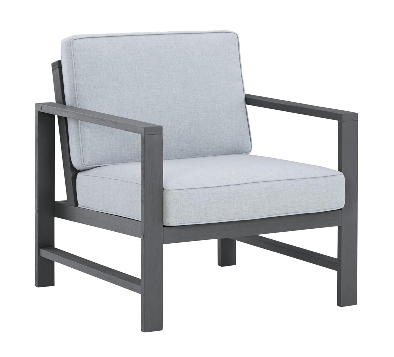 Elegant Gray Eucalyptus Wood Transitional Lounge Chair Set