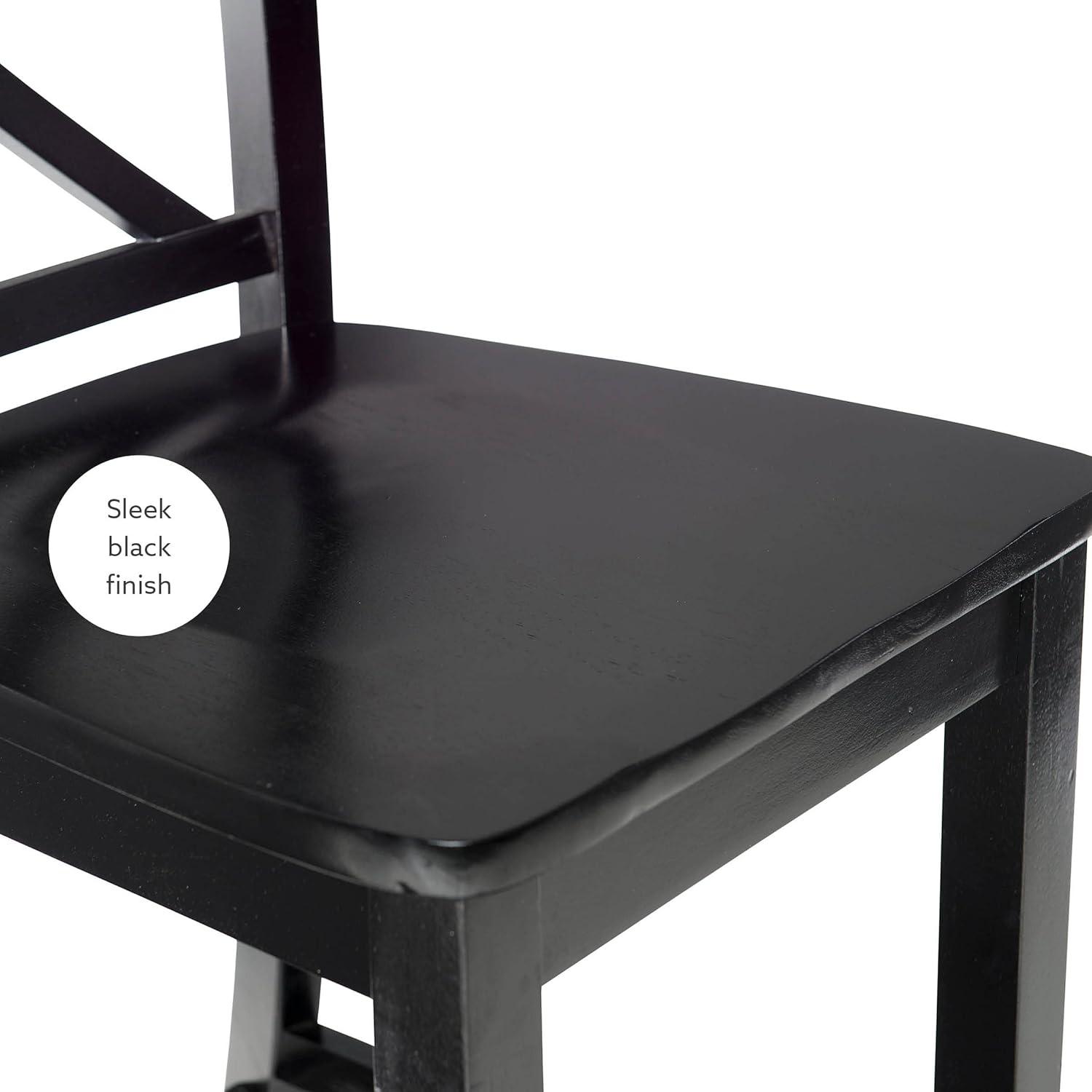30" Torino X Back Wood Barstool - Black - Linon: Solid Rubberwood, Unupholstered, Armless
