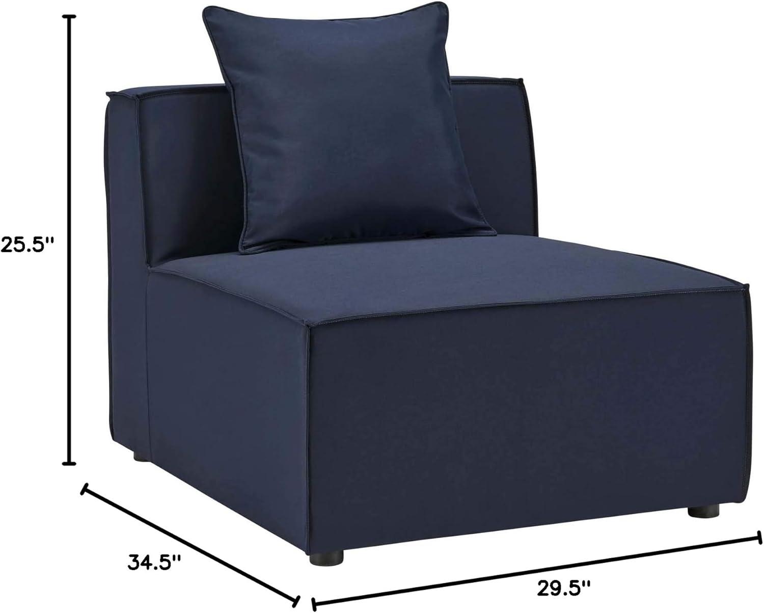 Navy Blue Fabric Upholstered Outdoor Armless Chair