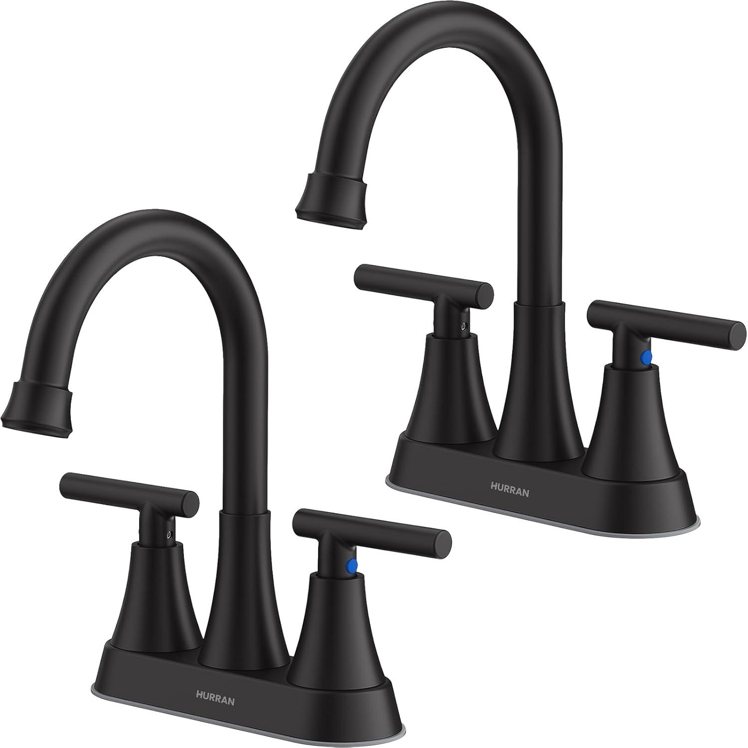 Matte Black Stainless Steel 4-Inch Centerset Bathroom Faucet