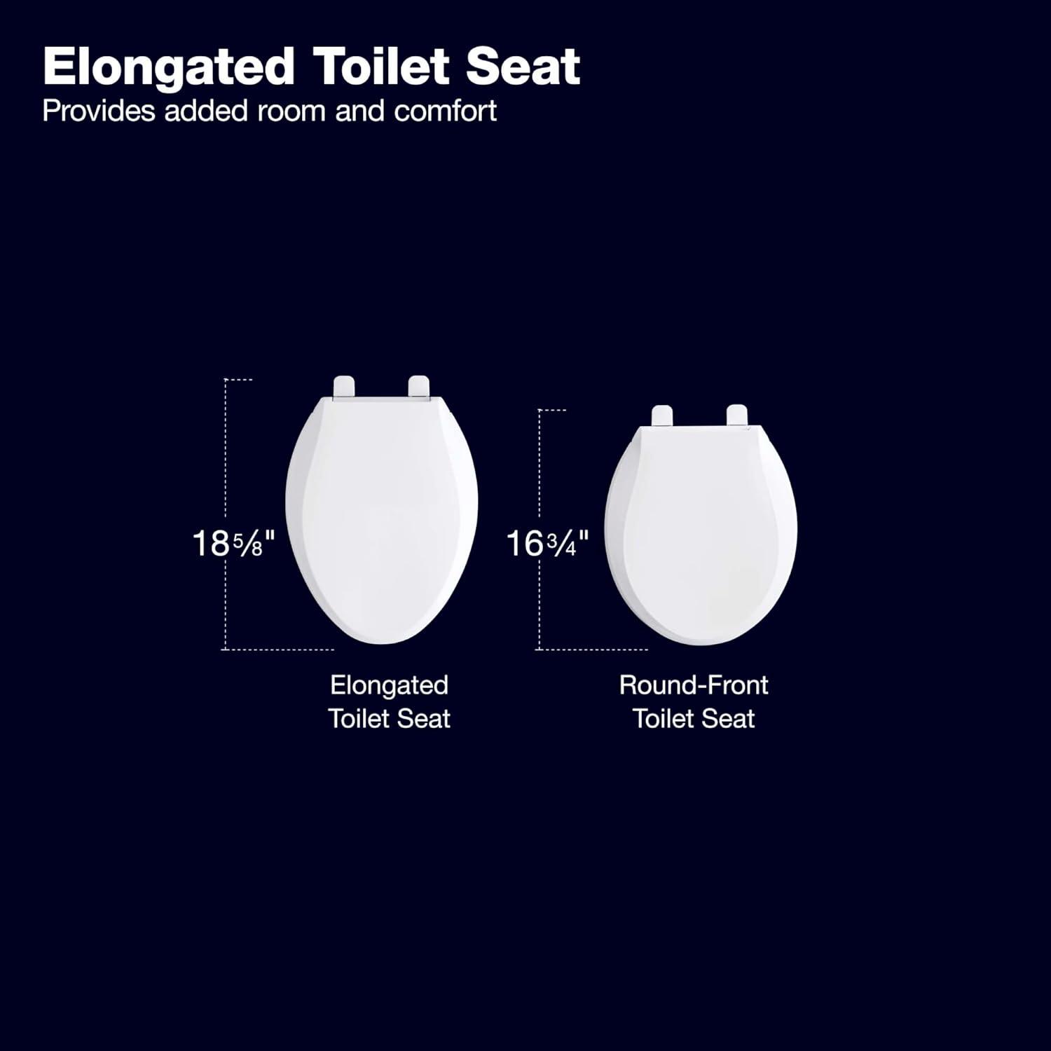 White Molded Wood Elongated Quiet-Close Toilet Seat