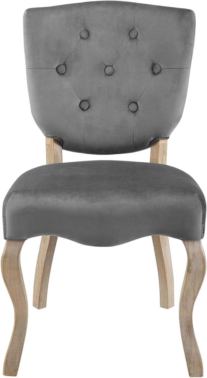 Modway Array Vintage French Performance Velvet Dining Side Chair Gray