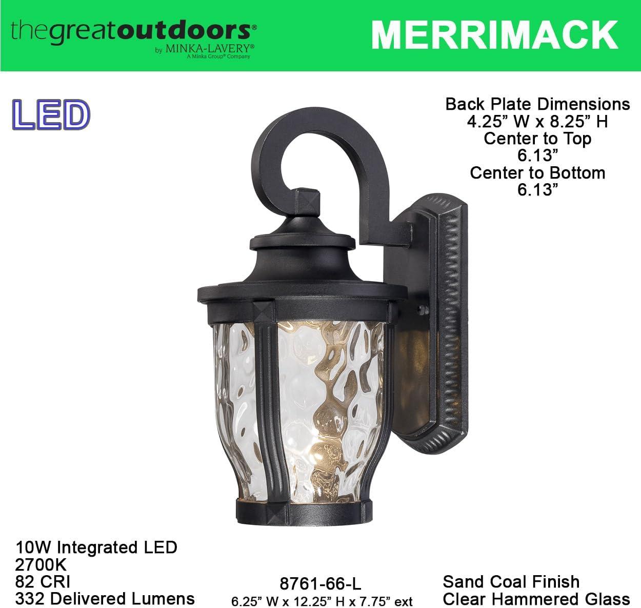 Minka Lavery Rustic Outdoor Wall Light Fixture Black LED 12 1/4" Clear Hammered Glass for Post Exterior Barn Deck Porch Yard Patio