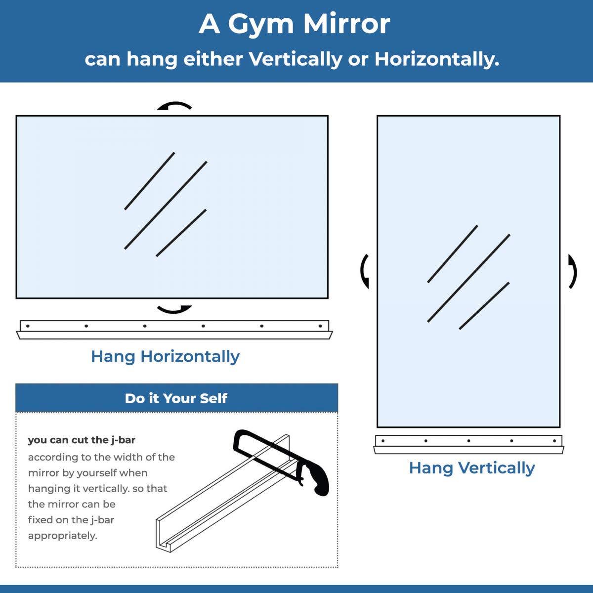Fab Glass and Mirror HD Tempered Dance Studio Mirror 60x36 | Shatterproof Full-Length Wall-Mounted Mirrors for Home Gym, Workout, and Fitness Spaces