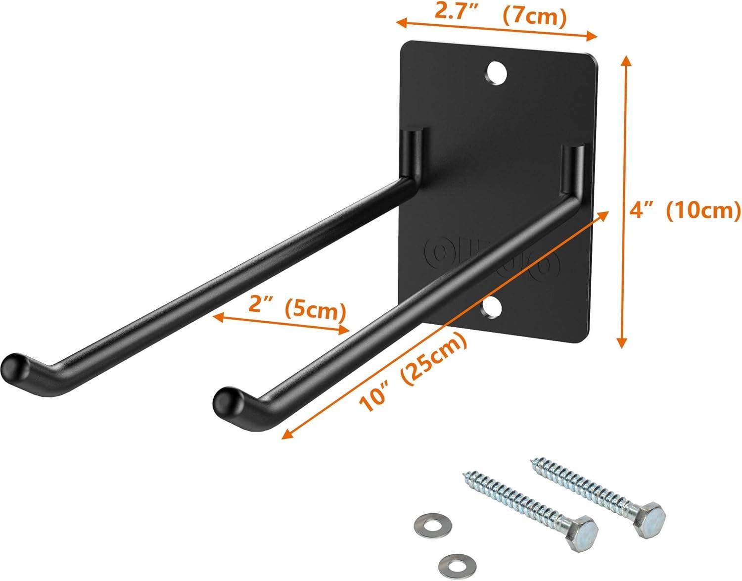 4 Pack Garage Storage Organizer for Tool Organization Heavy-Duty Solid Steel Wall Hanger for Garden Tools - Shovel Holder, Rake Broom Yard Wall Mount Hooks - Overhead Garage Storage Rack