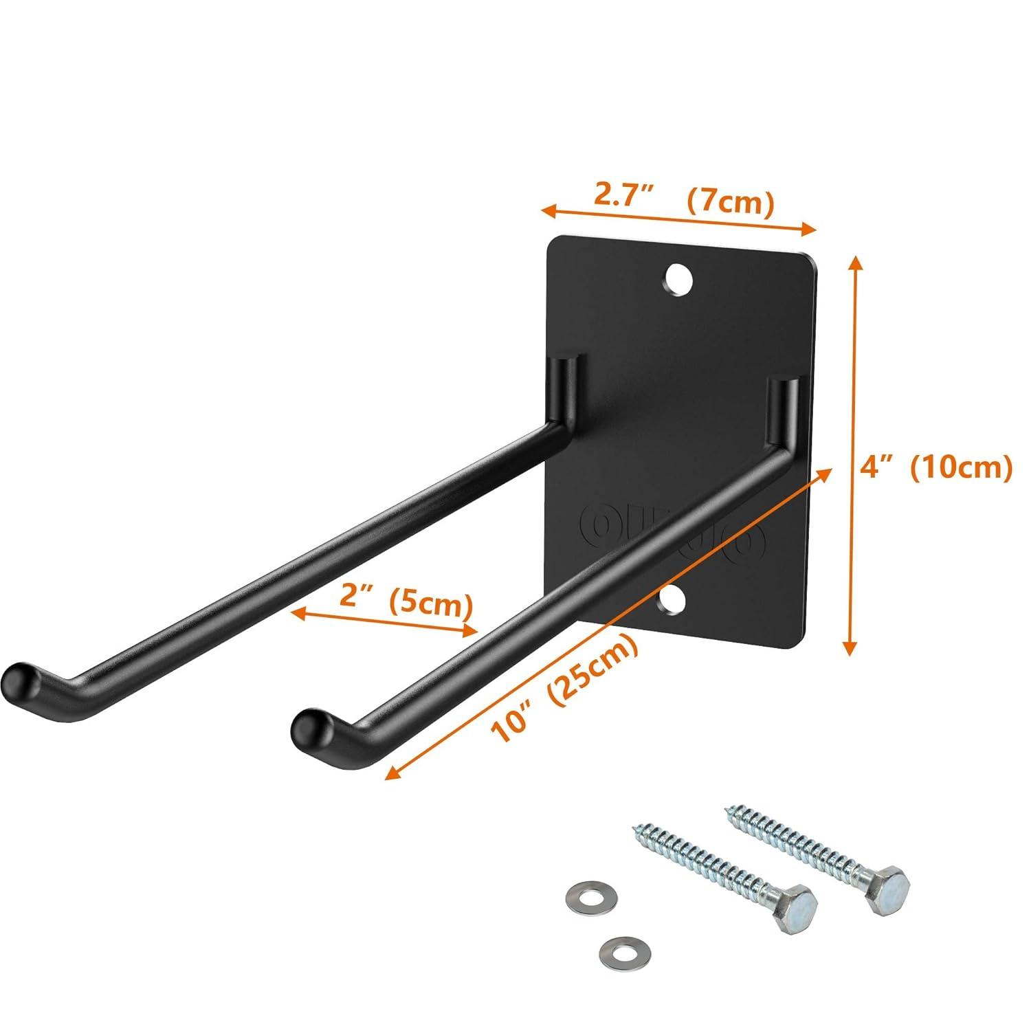 4 Pack Garage Storage Organizer for Tool Organization Heavy-Duty Solid Steel Wall Hanger for Garden Tools - Shovel Holder, Rake Broom Yard Wall Mount Hooks - Overhead Garage Storage Rack