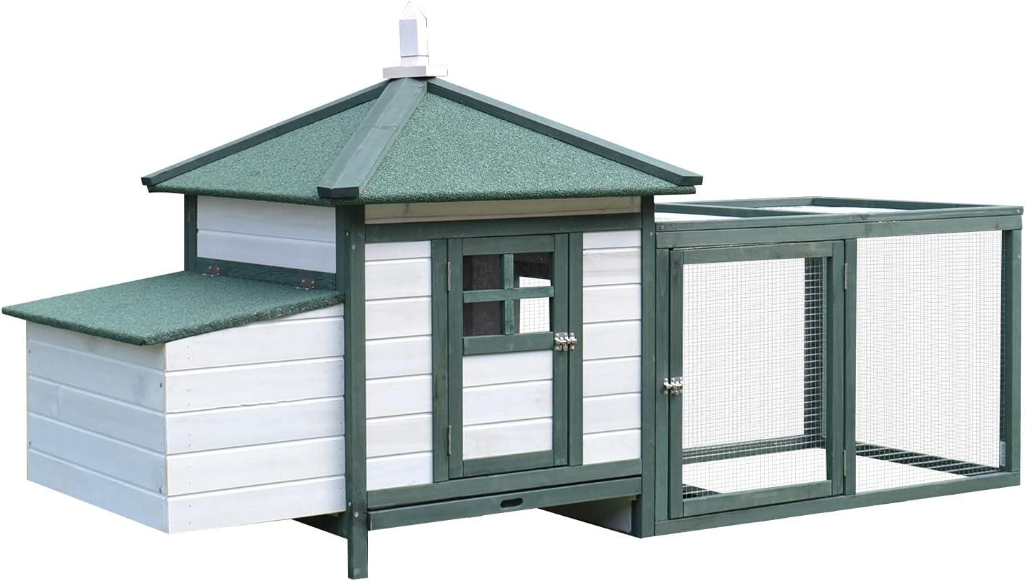Ophelia & Co. Pawhut 77" Wooden Chicken Coop With Nesting Box, Cute Outdoor Hen House With Removable Tray, Ramp Run, For Garden Backyard, Natural