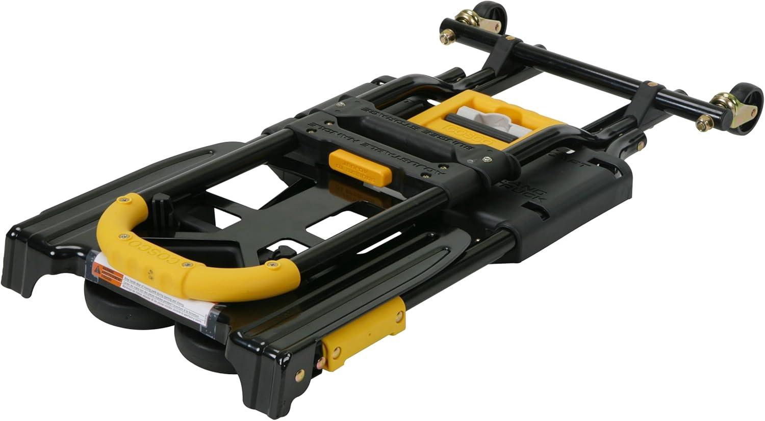 COSCO Compact 2-in-1 Folding Hand Truck and Rolling Cart with Extendable Handle, Black/Yellow