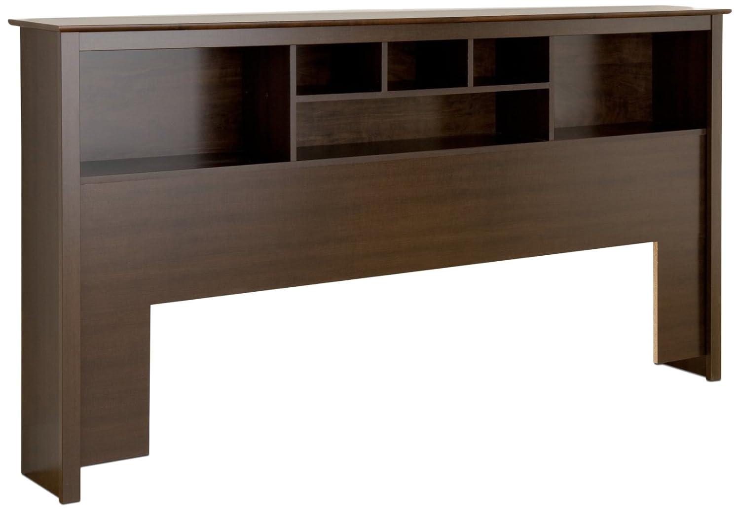 Prepac King Bookcase Headboard Espresso Brown: Wood Composite Storage Headboard, No Mattress Included