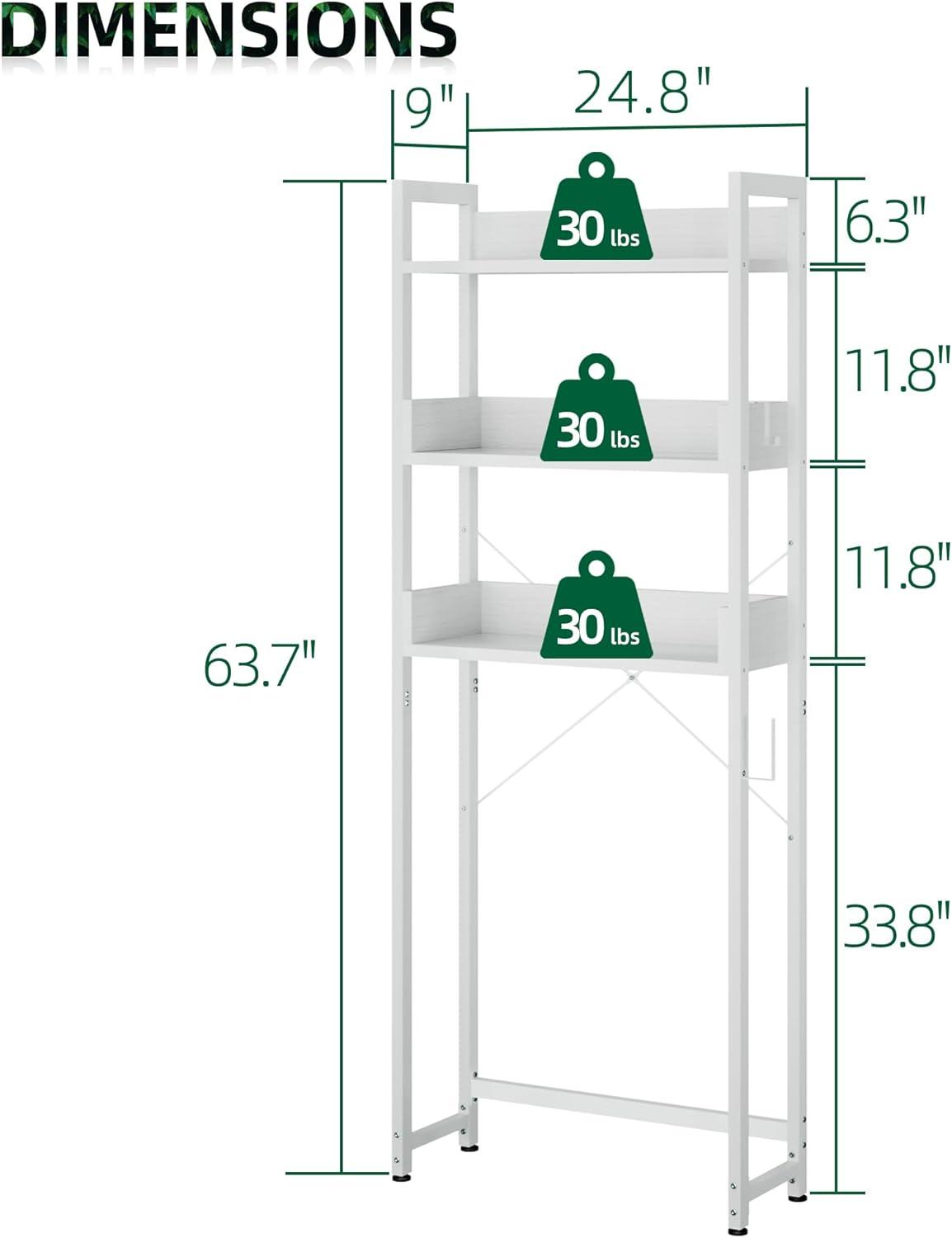 White Bamboo 3-Tier Over-the-Toilet Storage Rack