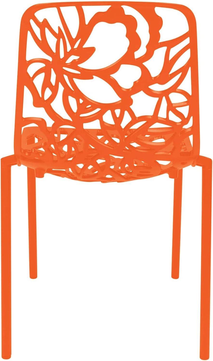 LeisureMod Devon Modern Aluminum Outdoor Stackable Dining Chair Set of 2 with Weather-Resistant Finish, Durable Frame for Patio, Garden, or Poolside