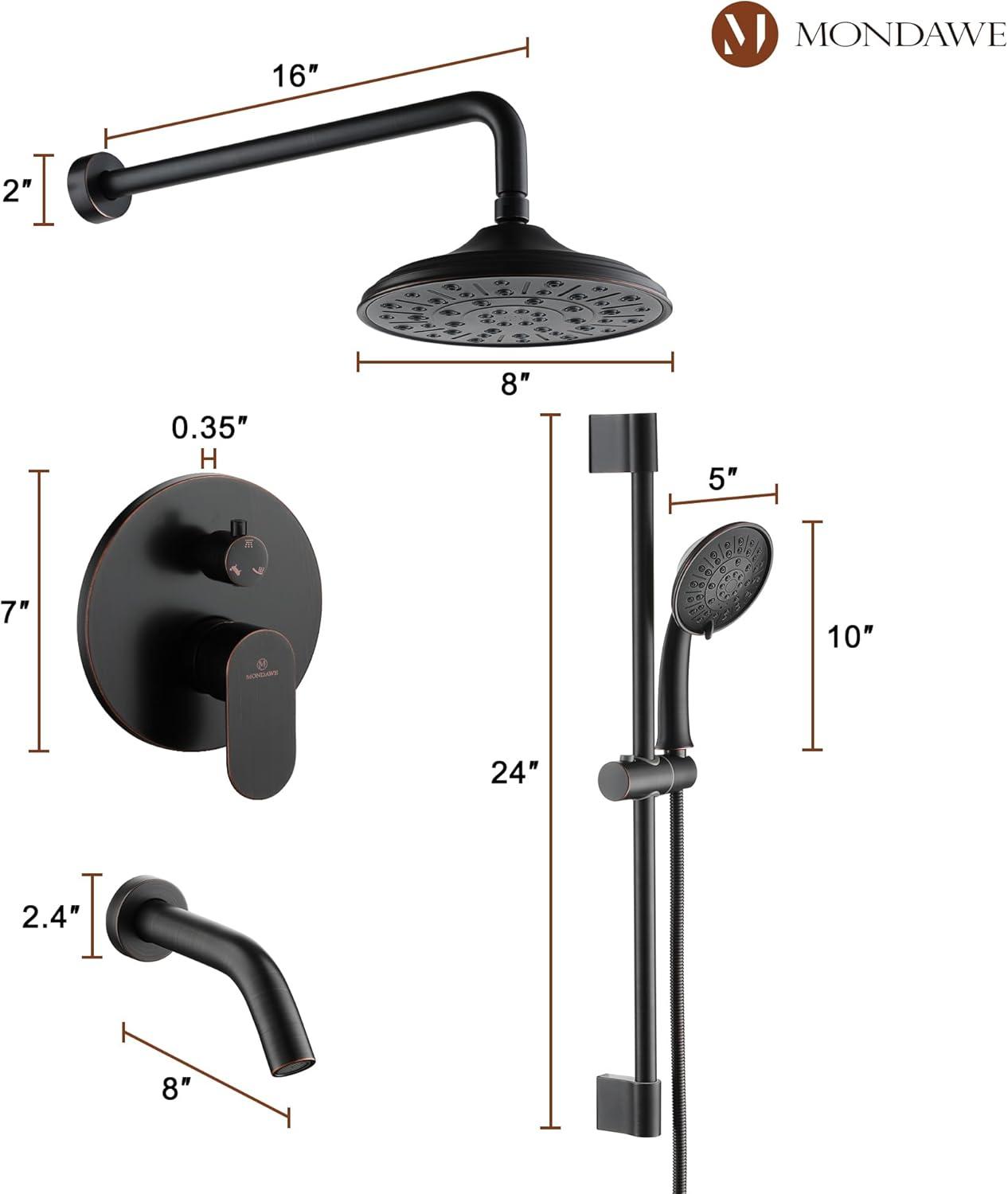 mondawe Calliope Wall Mounted 2-Function Retro Pressure-Balanced Shower System with 3 Setting Handheld MD-A3815-ORB