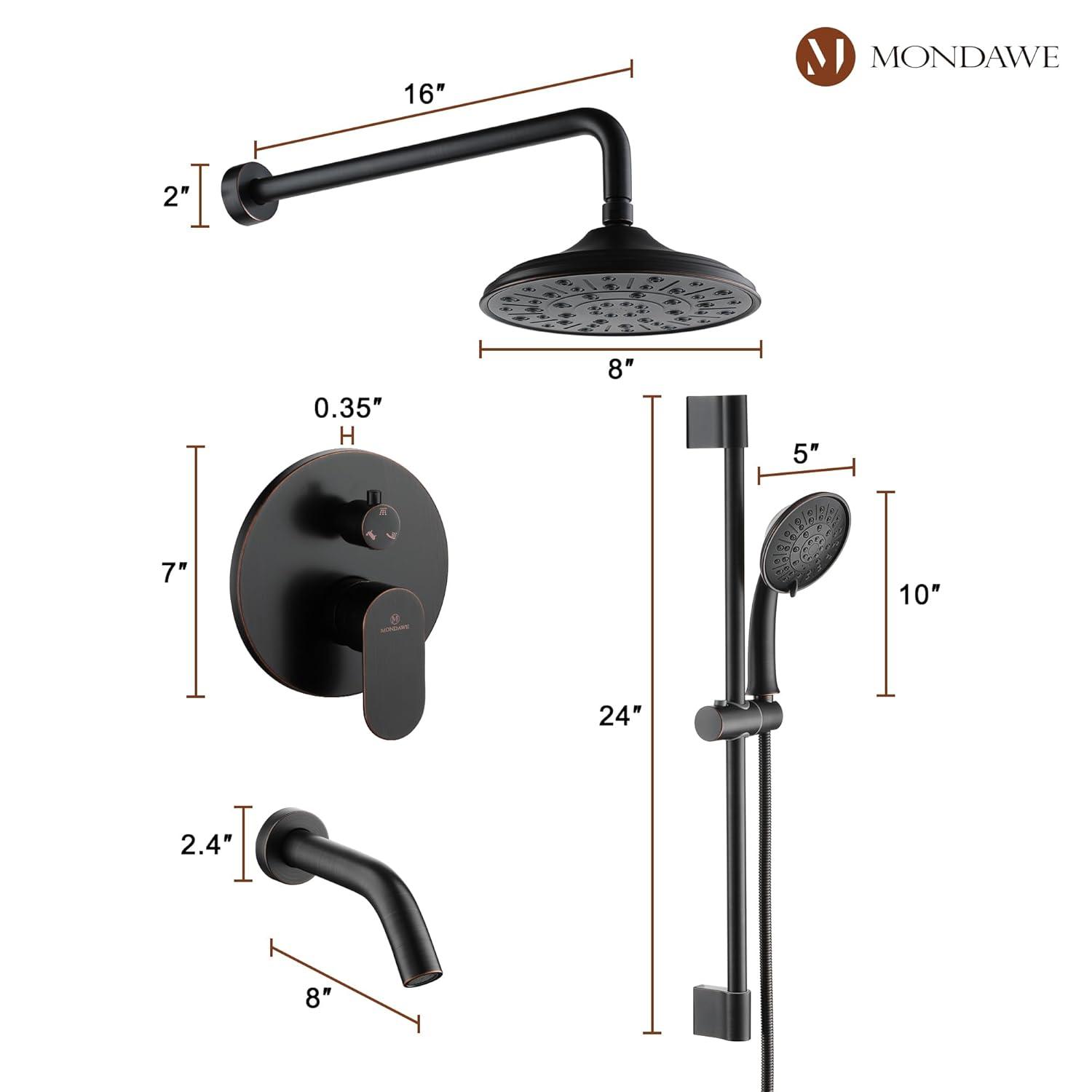 mondawe Calliope Wall Mounted 2-Function Retro Pressure-Balanced Shower System with 3 Setting Handheld MD-A3815-ORB