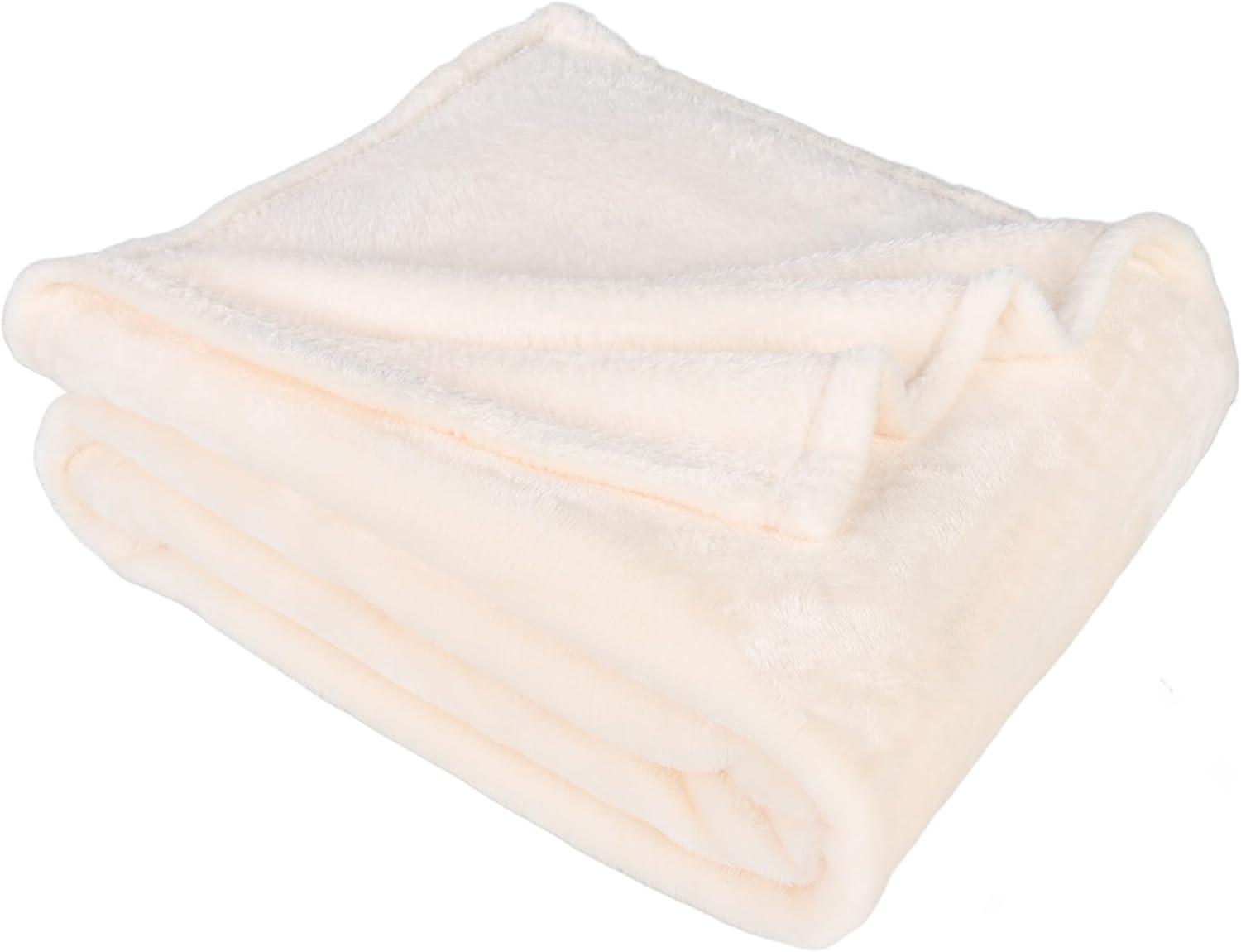 Superior Superior Polka Dots or Solid Fleece Plush Blanket Medium Weight Fluffy Soft Decorative Bedding