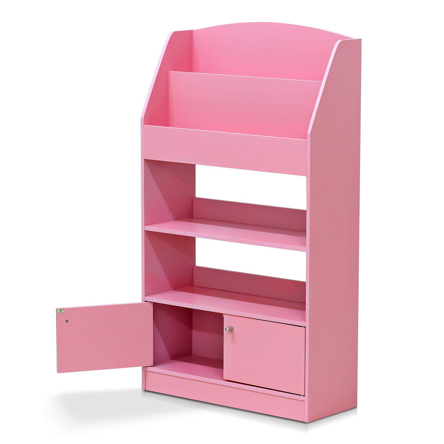 Kidkanac Magazine & Bookshelf with Toy Storage Cabinet, Pink