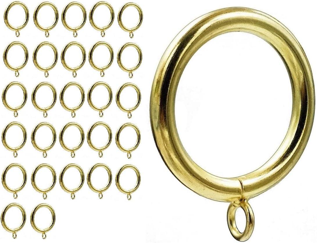 Gold 1.5-Inch Metal Curtain Rings with Eyelets, Set of 28