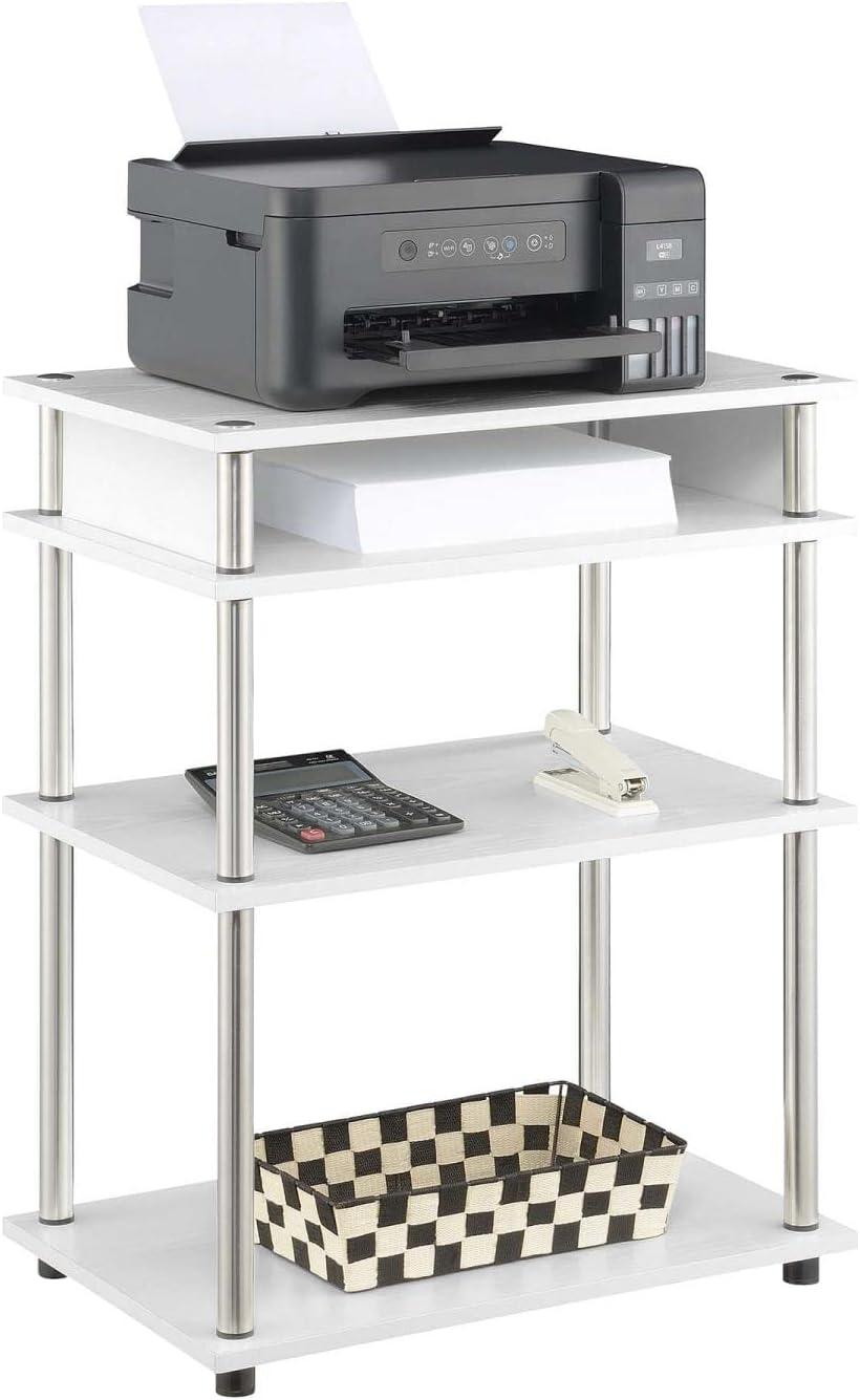 Convenience Concepts Designs2Go No Tools Printer Stand with Shelves, White