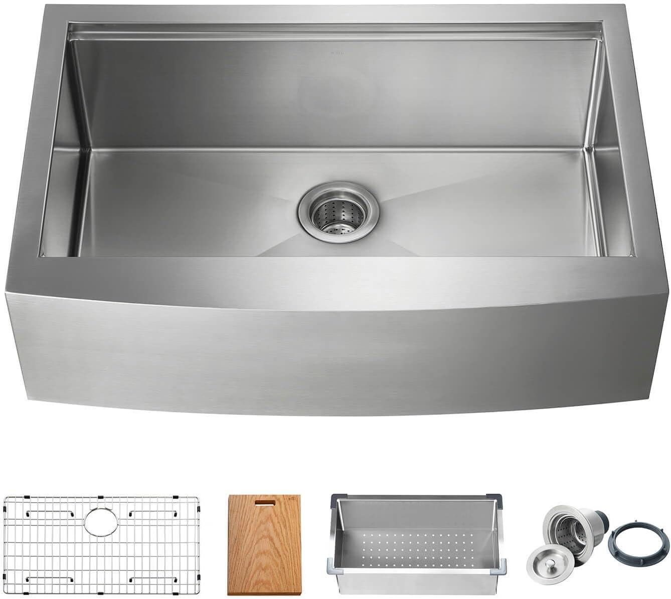 KIBI 33'' L Farmhouse / Apron Single Bowl Stainless Steel Kitchen Sink K1-SF33T
