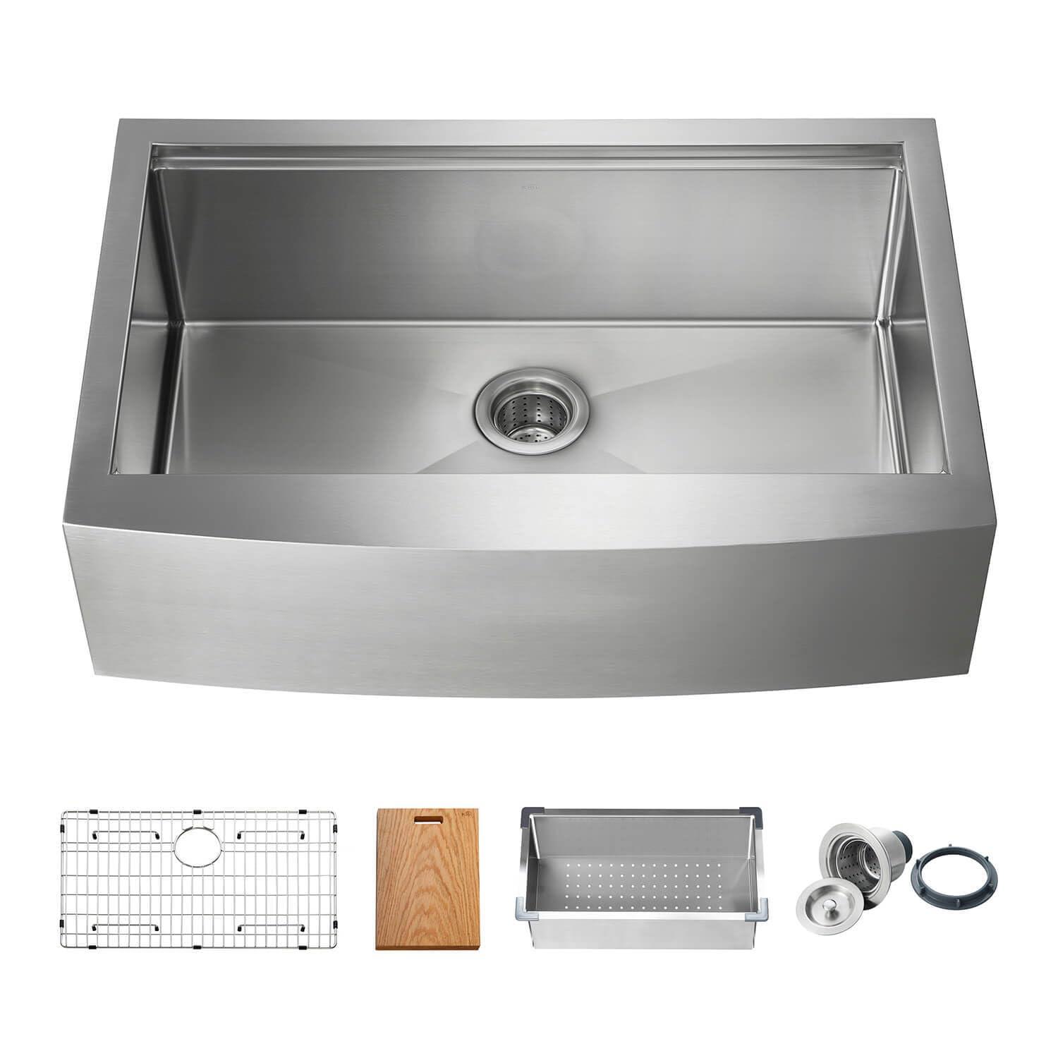 KIBI 33'' L Farmhouse / Apron Single Bowl Stainless Steel Kitchen Sink K1-SF33T