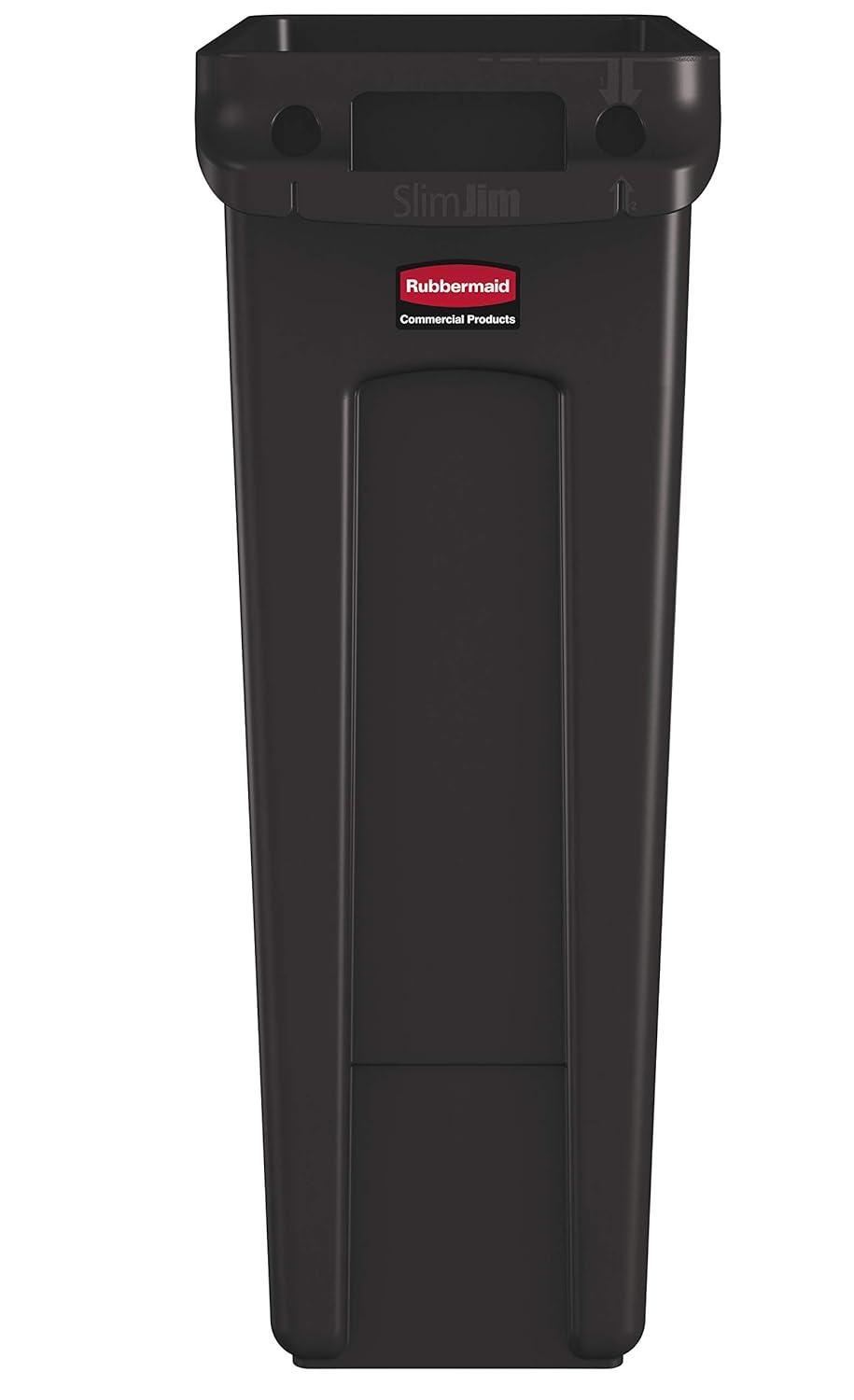 Brown 23-Gallon Slim Jim Commercial Trash Can with Venting Channels