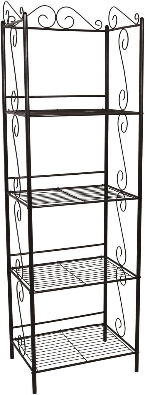 Elegant Copper Scroll 70" Metal Etagere with 4 Open Shelves