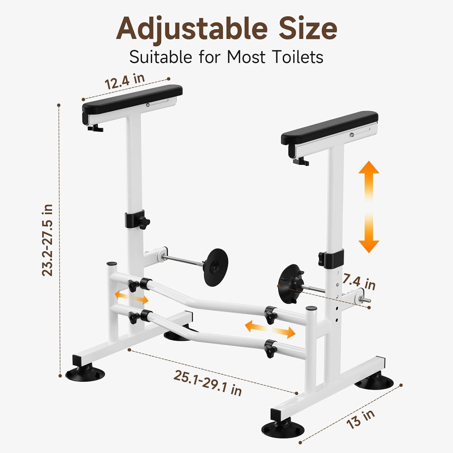 Toilet Safety Rails for Seniors, WAYES Toilet Safety Frame with Arms for Elderly, Handicap, Disabled, Adjustable Width and Height Fit for Most Toilets, 350lbs