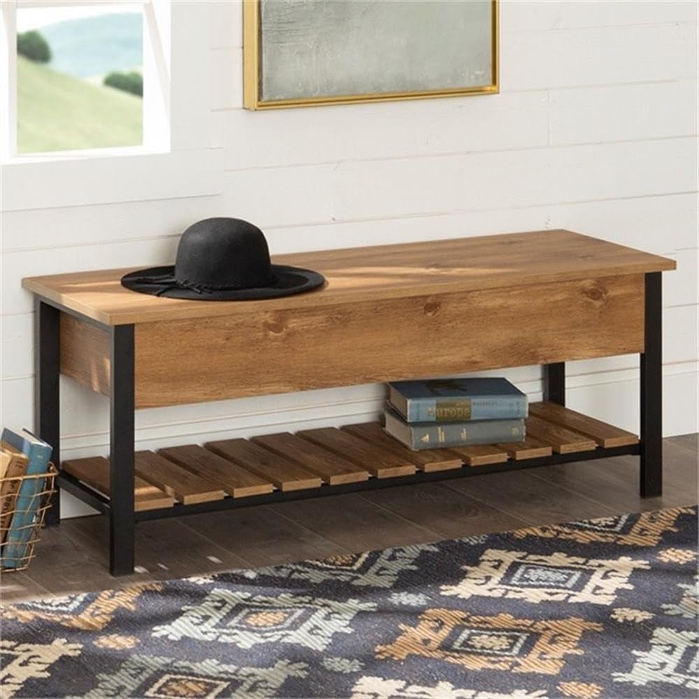 Walker Edison Storage Bench, Barnwood