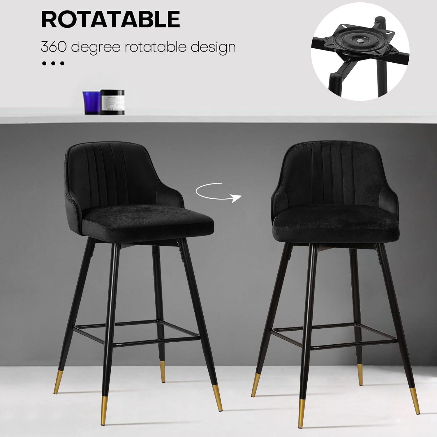 Swivel Velvet Upholstered Counter & Bar Stool (Set of 2)