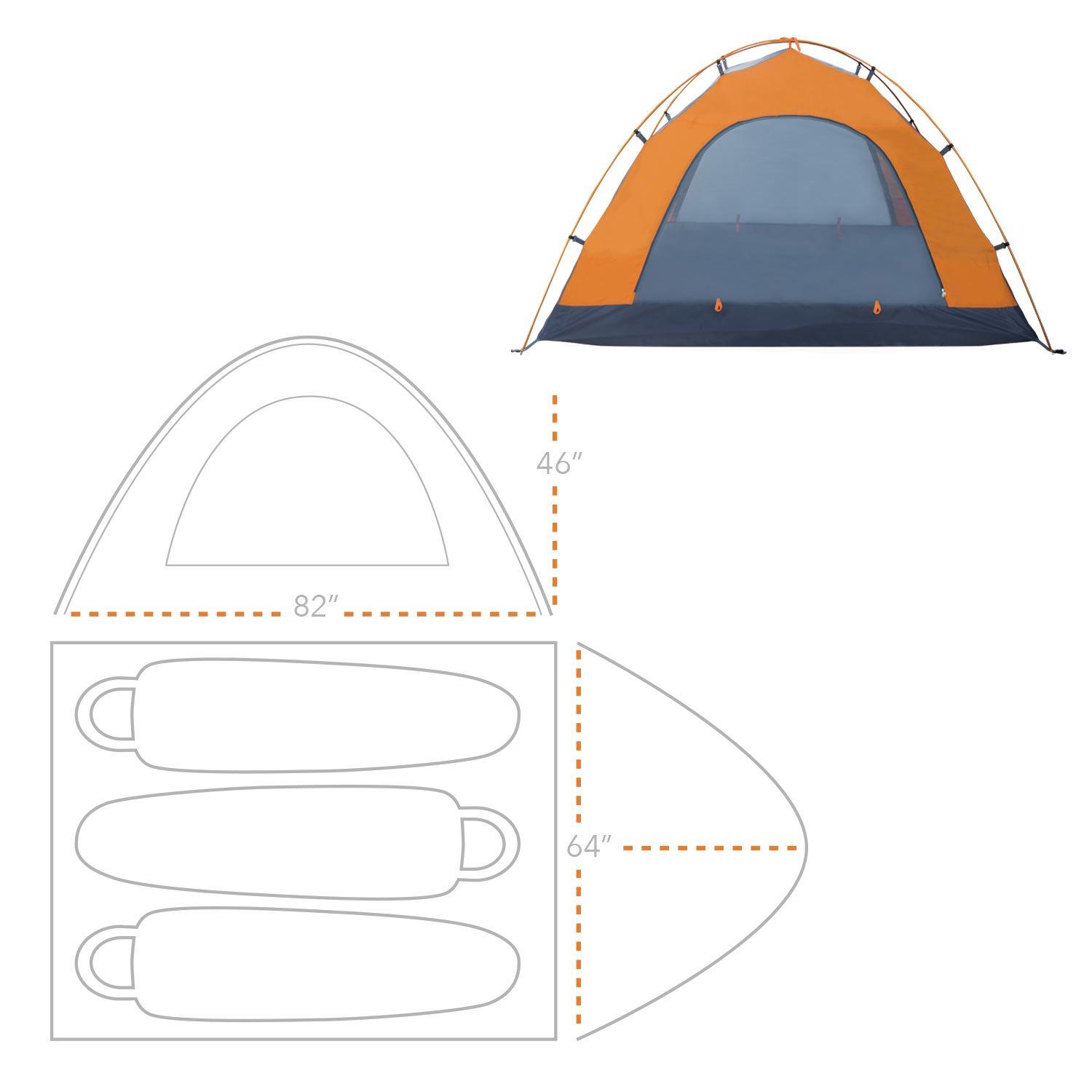 Winterial Camping Tent, 1/3/6 Person Lightweight Personal Bivy 1 to 6 Person Tent with Waterproof Tent Rainfly, Durable Stitched Tent for Camping, Beach, Backpacking, Hiking, and Festivals.