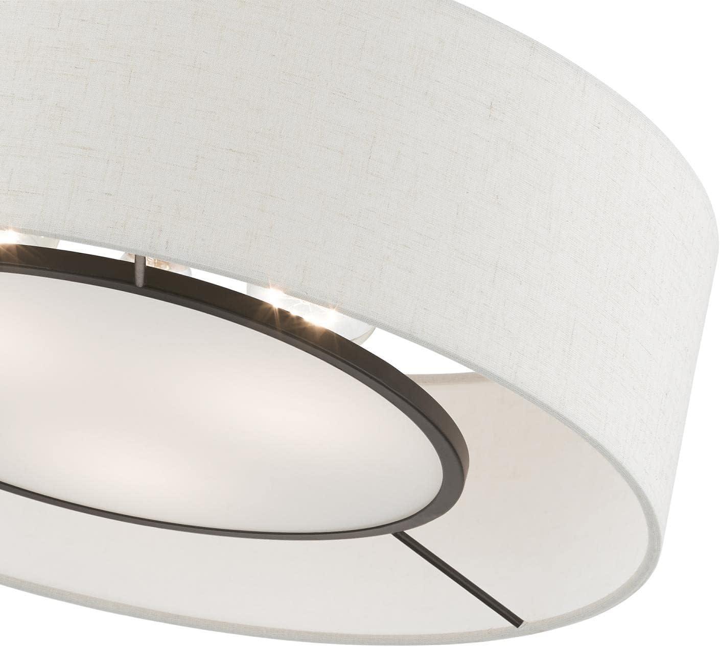 Livex Lighting Ellsworth 3 - Light Semi-Flush Mount in  Brushed Nickel/Shiny White