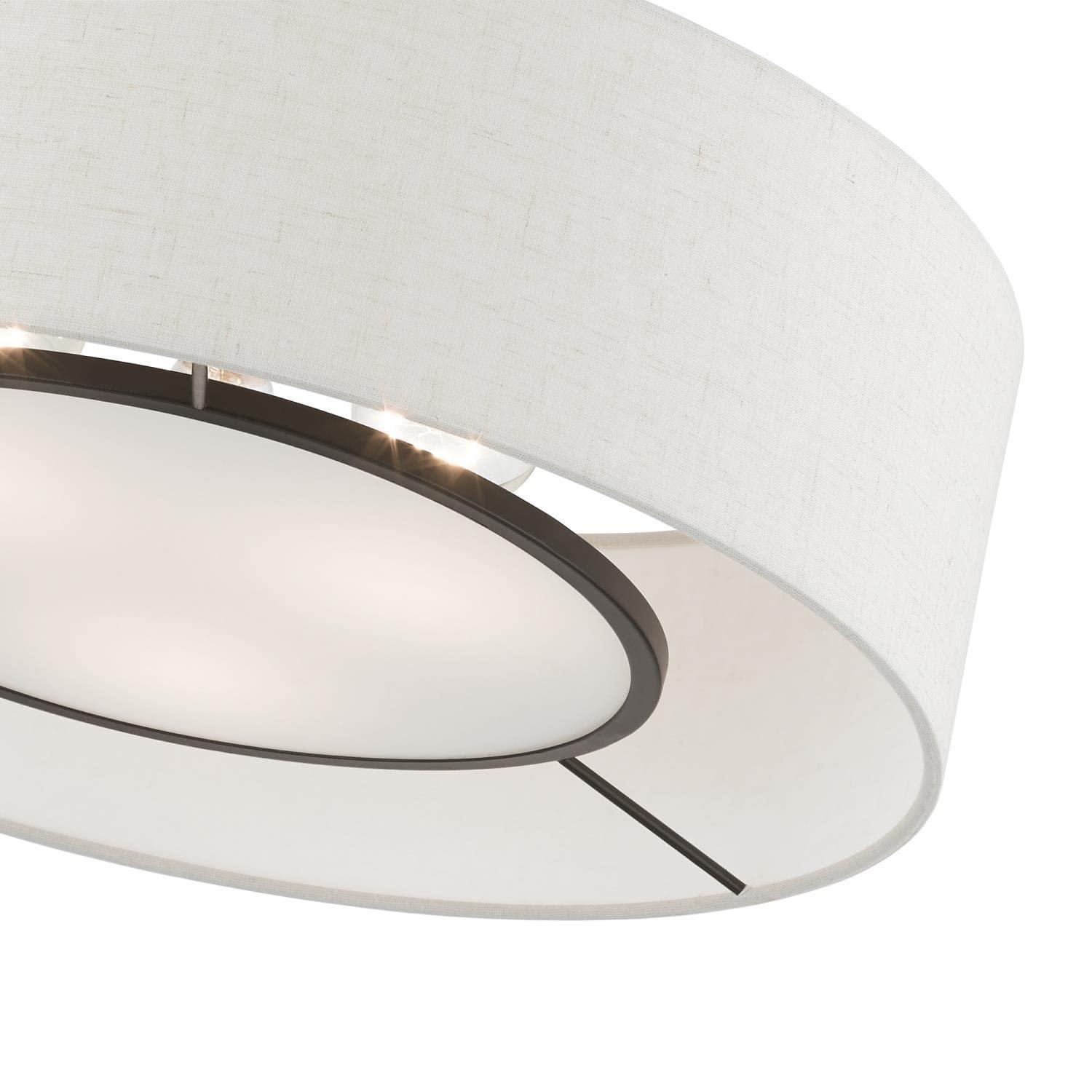 Livex Lighting Ellsworth 3 - Light Semi-Flush Mount in  Brushed Nickel/Shiny White