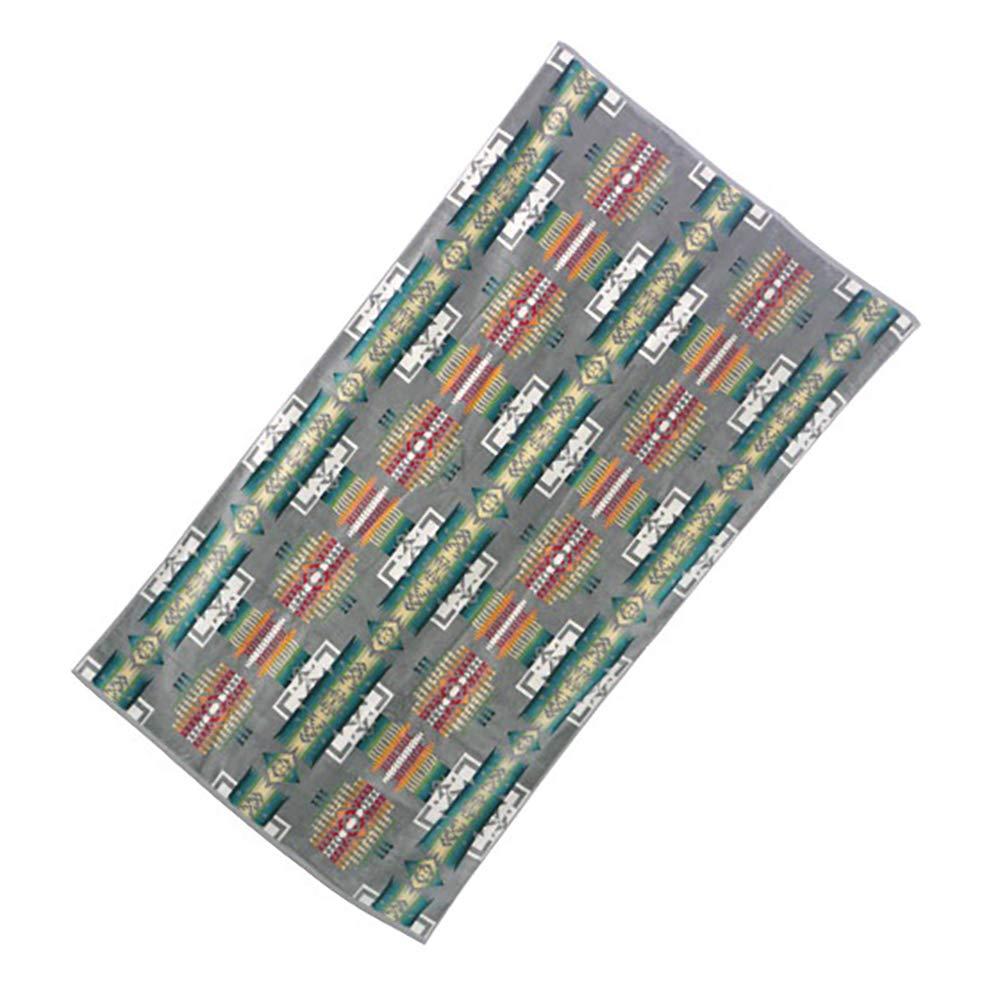 Oversized Gray Cotton Spa Towel with Native American Pattern