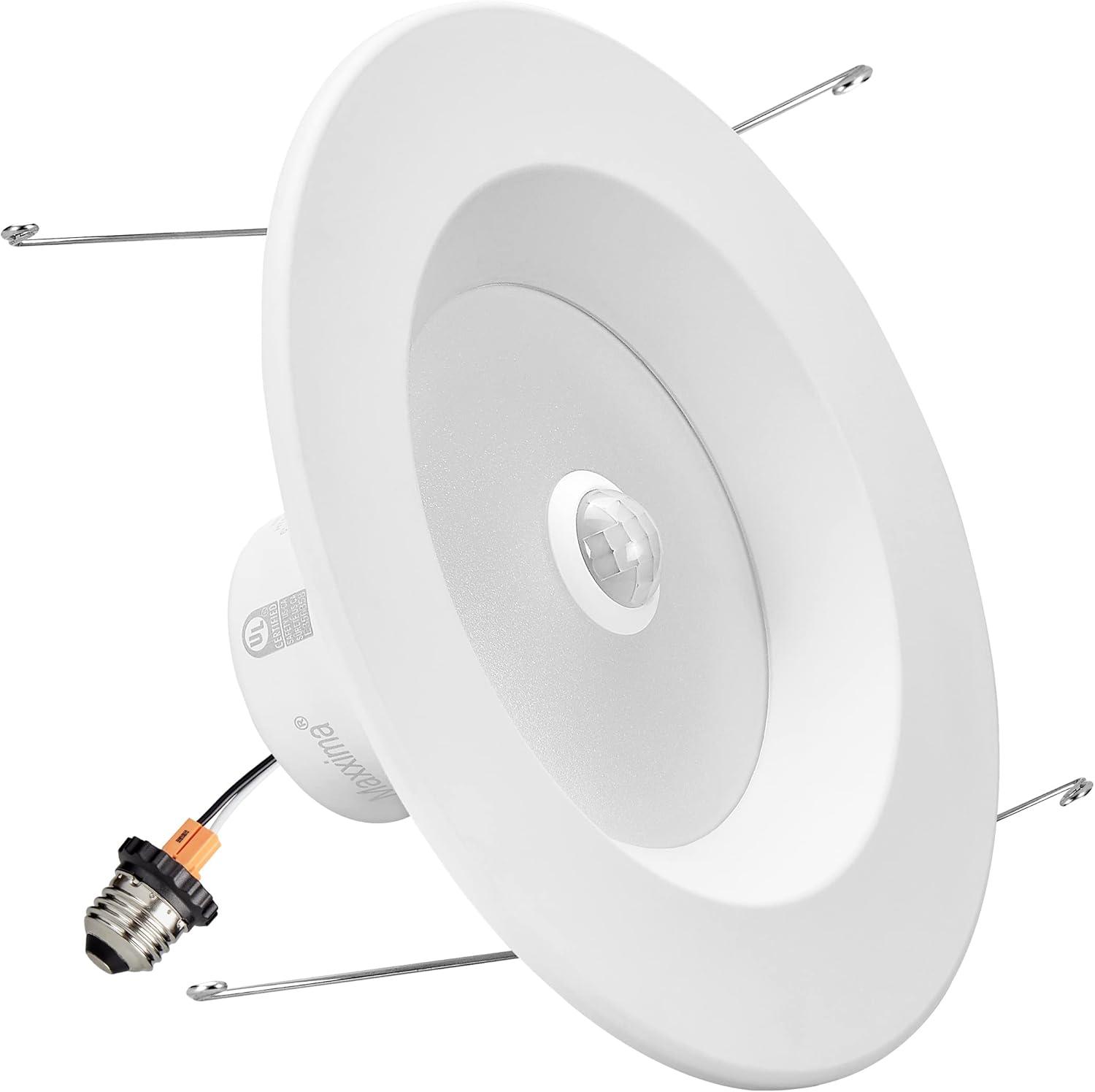 Maxxima 5 in. & 6 in. Retrofit LED PIR Motion Sensor Downlight - 1300 Lumens, 14 Watts, 5 CCT 2700K/3000K/3500K/4000K/5000K, Energy Efficient Indoor Ceiling Lighting Fixture