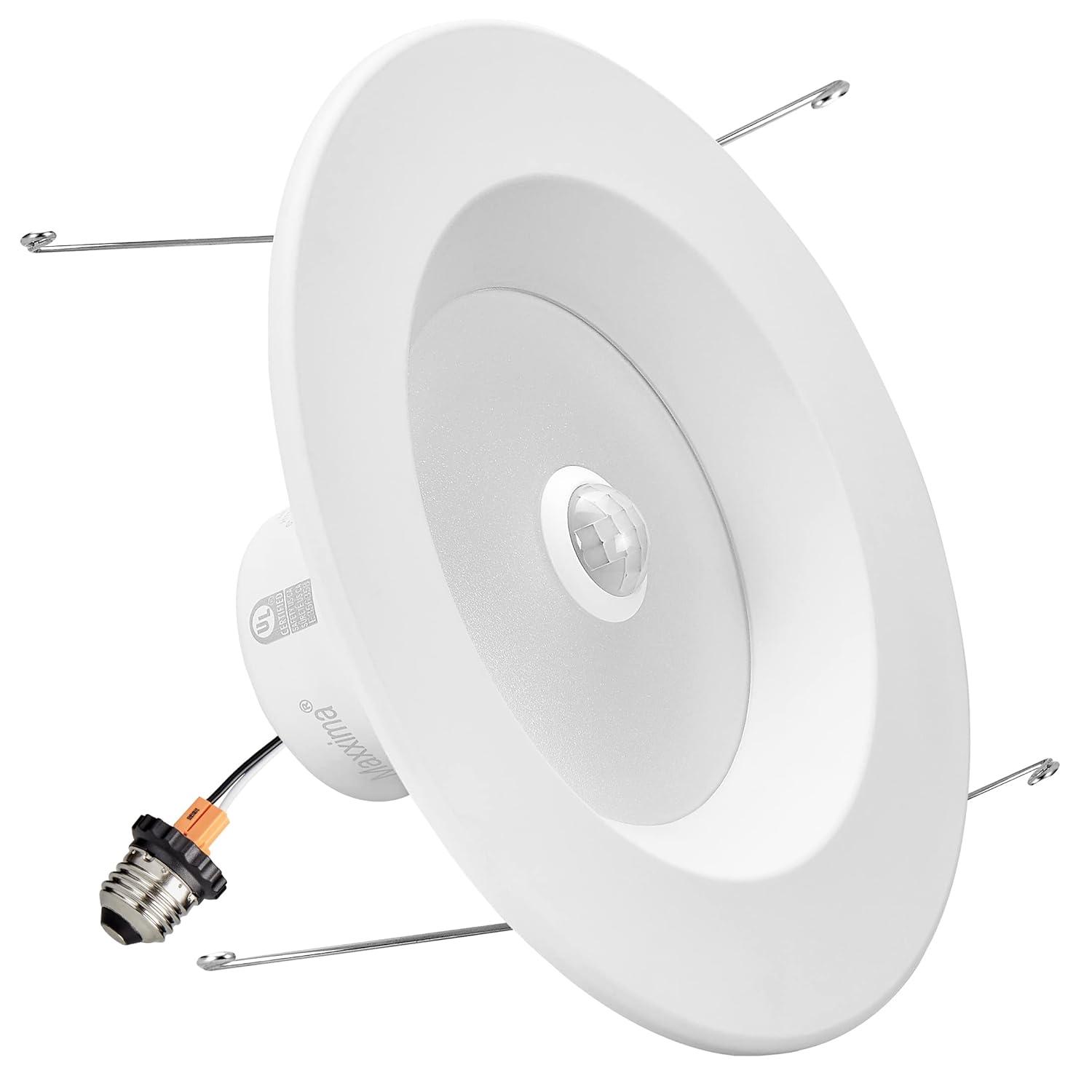 Maxxima 5 in. & 6 in. Retrofit LED PIR Motion Sensor Downlight - 1300 Lumens, 14 Watts, 5 CCT 2700K/3000K/3500K/4000K/5000K, Energy Efficient Indoor Ceiling Lighting Fixture