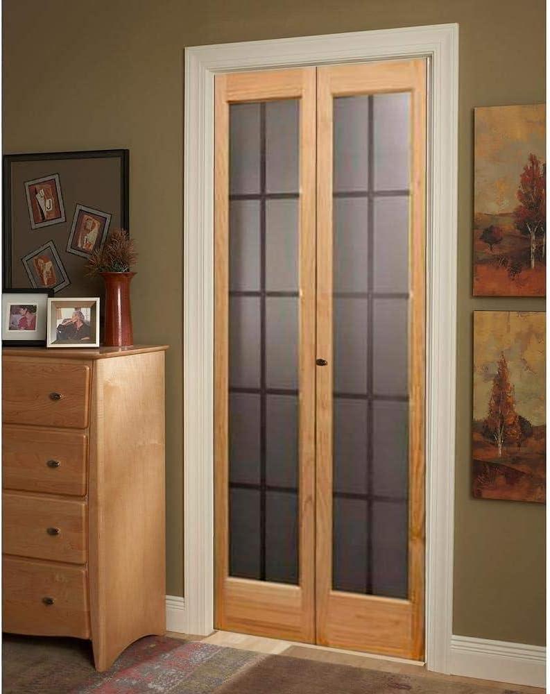 American Wood 837326 30 x 80 in. Full Glass Mission Bifold Door, Unfinished Pine